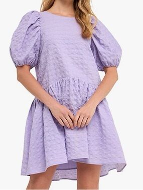 Tuckernuck English Factory Women's Back Tie Jacquard Puff Dress Size S